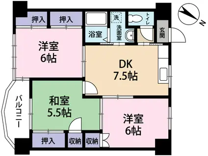 岡林マンション(3DK/3階)の間取り写真