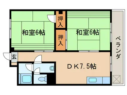 ヨコタコーポ(2DK/3階)の間取り写真