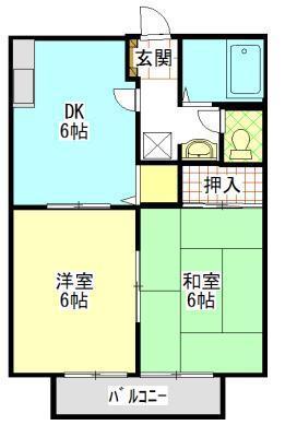 サンライフ友 A(2DK/2階)の間取り写真