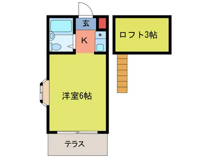 オレンジ ハイツII(ワンルーム/1階)の間取り写真