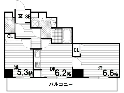 アスタ新長田タワーズコート6番館(2DK/5階)の間取り写真