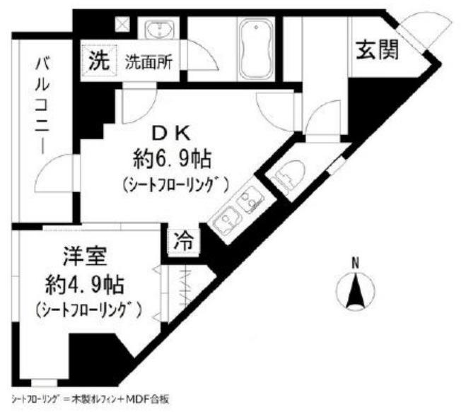 GRAND三軒茶屋ウエスト(1DK/5階)の間取り写真