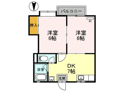 ファーストインキャニオンハウスI(2DK/3階)の間取り写真