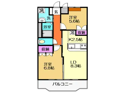 FELICE奥鳥井II番館(2LDK/1階)の間取り写真