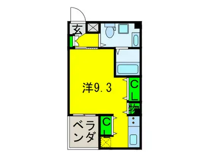 MS COURT TAMADE(ワンルーム/6階)の間取り写真