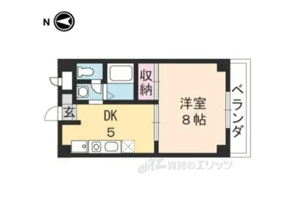 阪急京都線 西京極駅 徒歩3分 5階建 築23年(1DK/4階)の間取り写真
