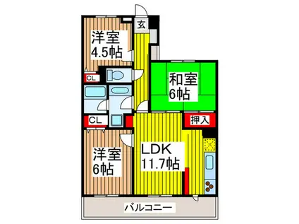 コスモ与野チェロード(3LDK/2階)の間取り写真