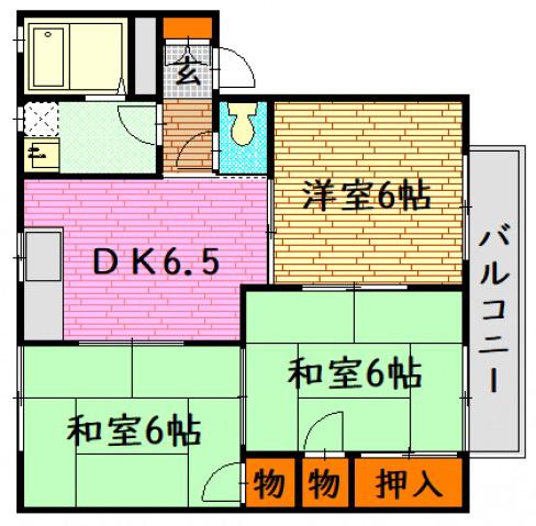 インターコーポ大朝(3DK/2階)の間取り写真