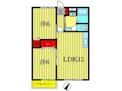 クレール南青山(2LDK/2階)の間取り写真