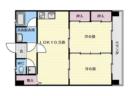 クレストハウス吉野(2LDK/2階)の間取り写真