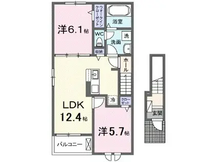 アイリス パディ(2LDK/2階)の間取り写真