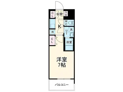 S-RESIDENCE茶屋ヶ坂(1K/13階)の間取り写真
