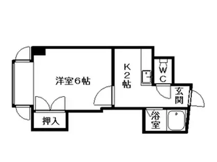 コスモス菊水(1K/2階)の間取り写真