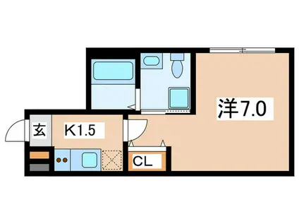 ベイルーム横須賀衣笠フロント(1K/2階)の間取り写真