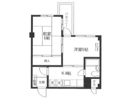 立川マンション(2K/4階)の間取り写真