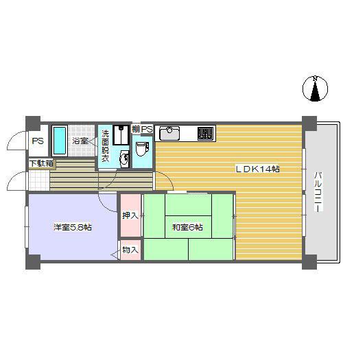 メゾン無憂館(2LDK/8階)の間取り写真
