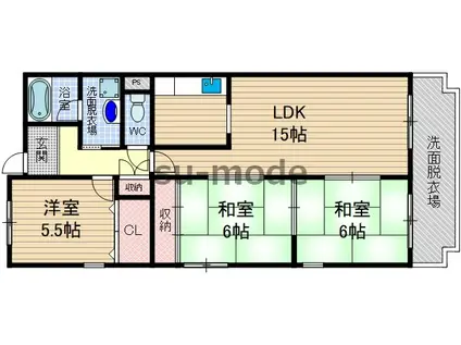 ルノン茨木I(3LDK/3階)の間取り写真