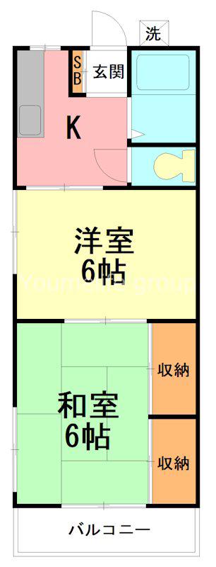 綾西第2ハイツ(2K/2階)の間取り写真