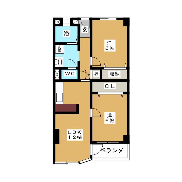 新渡辺マンション(2LDK/1階)の間取り写真