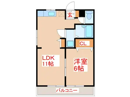 リブコートII(1LDK/2階)の間取り写真