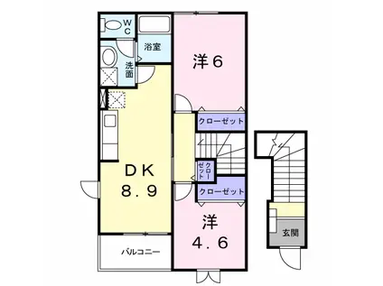 レガートA(2DK/2階)の間取り写真