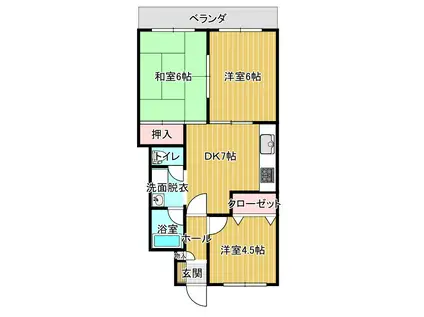 ロイヤルフェニックス(3DK/1階)の間取り写真