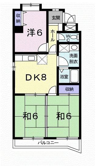 ソシエ221(3DK/3階)の間取り写真