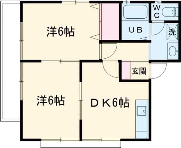 宝来ハイツII(2DK/2階)の間取り写真