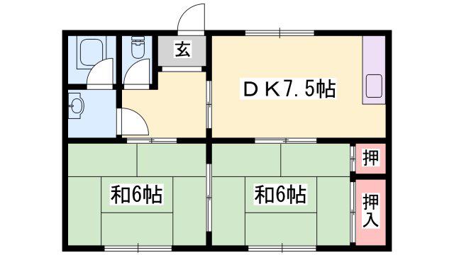 宝マンション(2DK/2階)の間取り写真