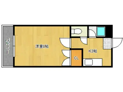 コーポラス大和(1K/3階)の間取り写真