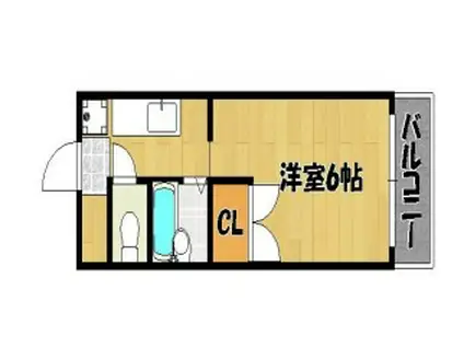 エステートピア セルベイユII(ワンルーム/2階)の間取り写真