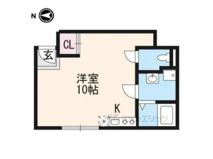 エムコート衣笠(ワンルーム/1階)の間取り写真