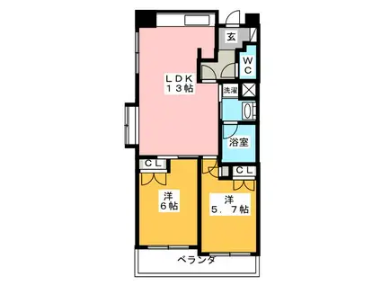 静岡馬渕エンブルコート(2LDK/8階)の間取り写真