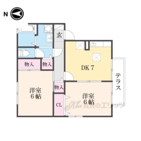 ヴェーデル2(2DK/1階)の間取り写真