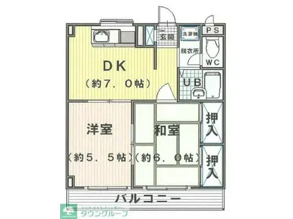 エステートピア松江(2DK/4階)の間取り写真