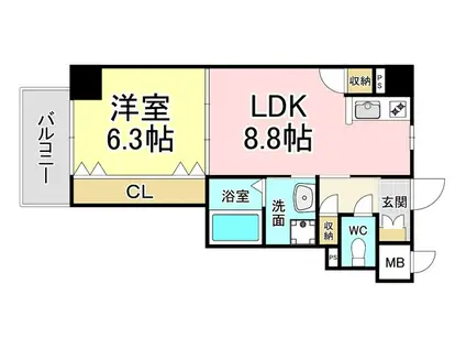 クレスト南小倉(1LDK/5階)の間取り写真