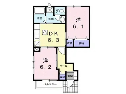 ラフレシールI(2DK/1階)の間取り写真