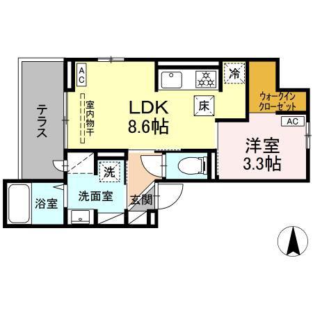 パークサウス栗田(1LDK/1階)の間取り写真