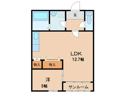 キャトルセゾンA棟(1LDK/1階)の間取り写真