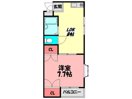 チェリーコートII(1LDK/2階)の間取り写真