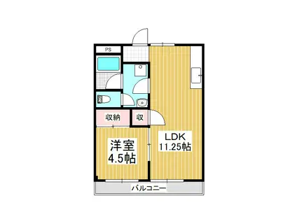 宮の前ハイツむらせ(1LDK/1階)の間取り写真