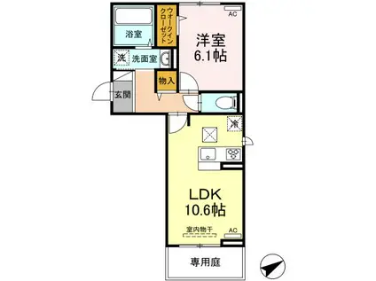 O-DIK GARDENII(1LDK/1階)の間取り写真