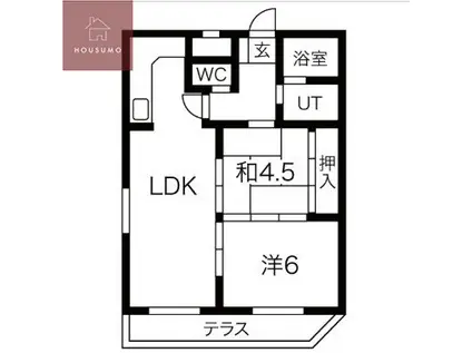 プレアール南亀井II(2LDK/1階)の間取り写真