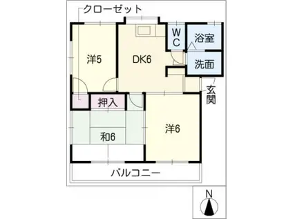サン桐ヶ丘A&B B棟(3DK/2階)の間取り写真