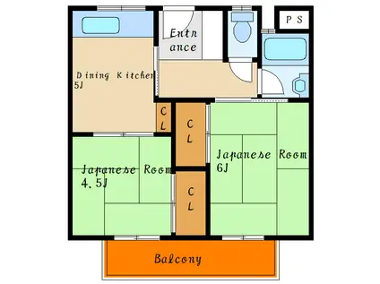 ステージ樽屋町(2DK/1階)の間取り写真
