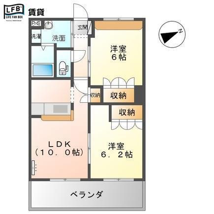 アルフィスタ トレ(2LDK/2階)の間取り写真