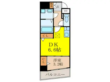 YOU´S八番館(1DK/5階)の間取り写真