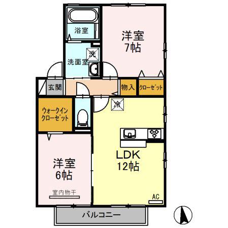 TSスクエアD棟(2LDK/2階)の間取り写真