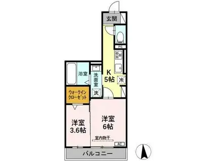 パーチェ黒野(2K/2階)の間取り写真