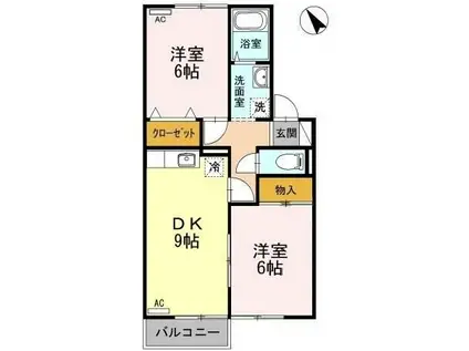 コルヌスガーデン B(2DK/2階)の間取り写真